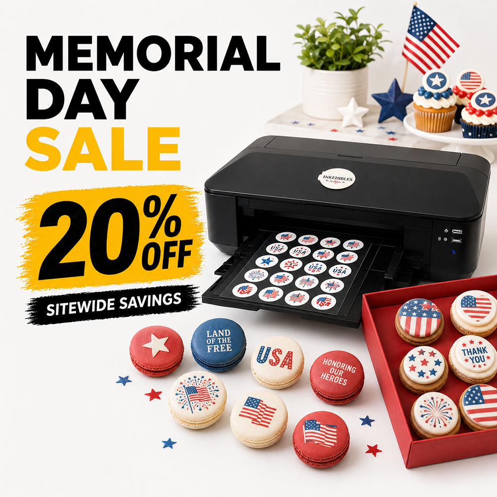 Memorial Day Sale on edible printers, frosting sheets, edible inks, custom edible prints and patriotic edible toppers
