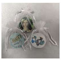 Printed Round Iced Sugar Shortbread Cookies (Custom Printed with your Logo or Image) - 3 inch (with individual white fabric Gift Bags)